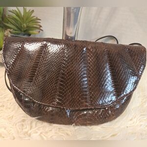 Vintage Brown Textured Shoulder Bag
